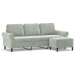 Vidaxl canap� � 3 places avec repose - pieds gris clair 180 cm velours