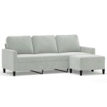 Vidaxl canapé à 3 places avec repose - pieds gris clair 180 cm velours Vidaxl canapé à 3 places avec repose - pieds gris clair 180 cm velours