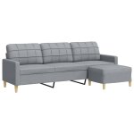 Vidaxl canapé à 3 places avec repose - pieds gris clair 210 cm tissu Vidaxl canapé à 3 places avec repose - pieds gris clair 210 cm tissu