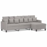 Vidaxl canap� � 3 places avec repose - pieds gris clair 210 cm tissu
