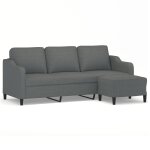Vidaxl canap� � 3 places avec repose - pieds gris fonc� 180 cm tissu