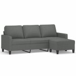 Vidaxl canapé à 3 places avec repose - pieds gris foncé 180 cm tissu Vidaxl canapé à 3 places avec repose - pieds gris foncé 180 cm tissu