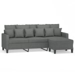 Vidaxl canap� � 3 places avec repose - pieds gris fonc� 180 cm tissu