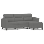 Vidaxl canap 3 places repose - pieds gris fonc 180 cm tissu microfibre