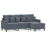 Vidaxl canapé à 3 places avec repose - pieds gris foncé 180 cm velours Vidaxl canapé à 3 places avec repose - pieds gris foncé 180 cm velours
