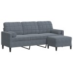 Vidaxl canapé à 3 places avec repose - pieds gris foncé 180 cm velours Vidaxl canapé à 3 places avec repose - pieds gris foncé 180 cm velours