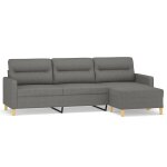 Vidaxl canap� � 3 places avec repose - pieds gris fonc� 210 cm tissu