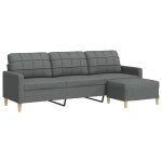 Vidaxl canapé à 3 places avec repose - pieds gris foncé 210 cm tissu Vidaxl canapé à 3 places avec repose - pieds gris foncé 210 cm tissu