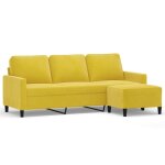 Vidaxl canap  3 places avec repose - pieds jaune 180 cm velours