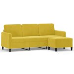 Vidaxl canapé à 3 places avec repose - pieds jaune 180 cm velours Vidaxl canapé à 3 places avec repose - pieds jaune 180 cm velours