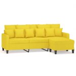 Vidaxl canap  3 places avec repose - pieds jaune clair 180 cm tissu