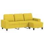 Vidaxl canap  3 places avec repose - pieds jaune clair 180 cm tissu