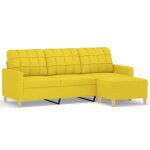Vidaxl canapé à 3 places avec repose - pieds jaune clair 180 cm tissu Vidaxl canapé à 3 places avec repose - pieds jaune clair 180 cm tissu