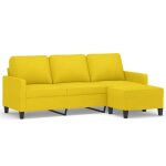 Vidaxl canap� � 3 places avec repose - pieds jaune clair 180 cm tissu