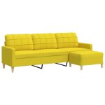 Vidaxl canap  3 places avec repose - pieds jaune clair 210 cm tissu