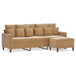 Vidaxl canap  3 places avec repose - pieds marron 180 cm velours