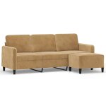 Vidaxl canapé à 3 places avec repose - pieds marron 180 cm velours Vidaxl canapé à 3 places avec repose - pieds marron 180 cm velours
