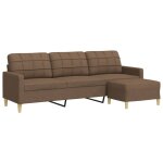 Vidaxl canap� � 3 places avec repose - pieds marron 210 cm tissu