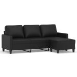 Vidaxl canap  3 places avec repose - pieds noir 180 cm similicuir