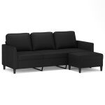 Vidaxl canapé à 3 places avec repose - pieds noir 180 cm similicuir Vidaxl canapé à 3 places avec repose - pieds noir 180 cm similicuir