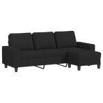Vidaxl canap� � 3 places avec repose - pieds noir 180 cm tissu
