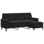 Vidaxl canapé à 3 places avec repose - pieds noir 180 cm velours Vidaxl canapé à 3 places avec repose - pieds noir 180 cm velours