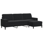 Vidaxl canap  3 places avec repose - pieds noir 210 cm velours