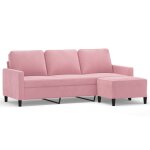 Vidaxl canapé à 3 places avec repose - pieds rose 180 cm velours Vidaxl canapé à 3 places avec repose - pieds rose 180 cm velours