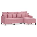 Vidaxl canap� � 3 places avec repose - pieds rose 180 cm velours