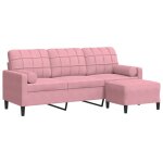 Vidaxl canap  3 places avec repose - pieds rose 180 cm velours