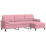 Vidaxl canap  3 places avec repose - pieds rose 210 cm velours