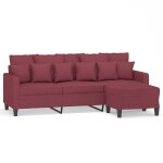 Vidaxl canap� � 3 places avec repose - pieds rouge bordeaux 180 cm tissu