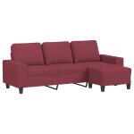 Vidaxl canap� � 3 places avec repose - pieds rouge bordeaux 180 cm tissu