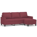 Vidaxl canapé à 3 places avec repose - pieds rouge bordeaux 180 cm tissu Vidaxl canapé à 3 places avec repose - pieds rouge bordeaux 180 cm tissu