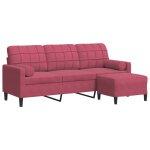 Vidaxl canapé à 3 places et repose - pieds rouge bordeaux 180 cm velours Vidaxl canapé à 3 places et repose - pieds rouge bordeaux 180 cm velours