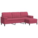 Vidaxl canap  3 places et repose - pieds rouge bordeaux 210 cm velours