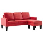 Vidaxl canap  3 places avec repose - pied rouge similicuir