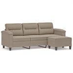 Vidaxl canap 3 places avec repose - pieds taupe 180 cm tissu microfibre