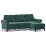 Vidaxl canap  3 places avec repose - pieds vert fonc 180 cm velours