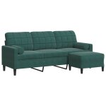 Vidaxl canap� � 3 places avec repose - pieds vert fonc� 180 cm velours