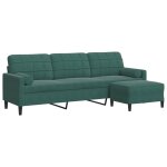 Vidaxl canapé à 3 places avec repose - pieds vert foncé 210 cm velours Vidaxl canapé à 3 places avec repose - pieds vert foncé 210 cm velours