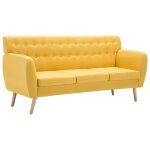 Vidaxl canap  3 places revtement en tissu 172x70x82 cm jaune