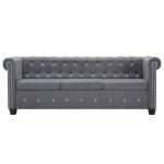 Vidaxl canapé à 3 places revêtement en velours 199 x 75 x 72 cm gris Vidaxl canapé à 3 places revêtement en velours 199 x 75 x 72 cm gris