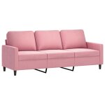 Vidaxl canapé à 3 places rose 180 cm velours Vidaxl canapé à 3 places rose 180 cm velours