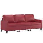 Vidaxl canap� � 3 places rouge bordeaux 180 cm similicuir