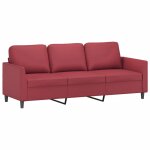 Vidaxl canap� � 3 places rouge bordeaux 180 cm similicuir
