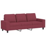 Vidaxl canap� � 3 places rouge bordeaux 180 cm tissu