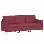 Vidaxl canap� � 3 places rouge bordeaux 180 cm tissu