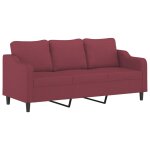 Vidaxl canap  3 places rouge bordeaux 180 cm tissu