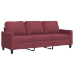 Vidaxl canap� � 3 places rouge bordeaux 180 cm tissu